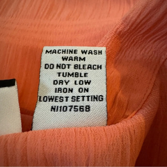 Studio 1940 18 20 1X Shirt Top Coral Pink Solid Button Up 3/4 Sleeve V Neck - Picture 6 of 6